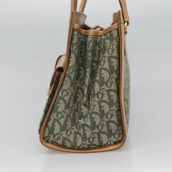 Christian Dior Trotter Canvas Hand Bag Khaki Gold Auth 123689 - Picture 6 of 16